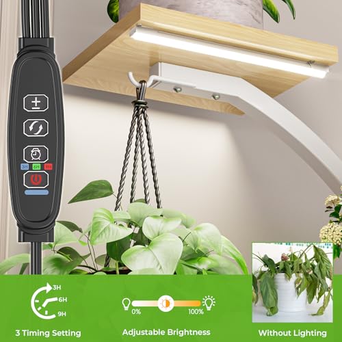 Elbourn Plant Stand Indoor with Grow Light - 8 Tiered 60" Plant Shelf - color: White