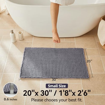 Triohero Waffle Bath Mat, Boho Bathroom Rugs Non Slip, 20x30 Dark Grey - color: Dark Grey, size: 1'8" X 2'6" (Rectangular)