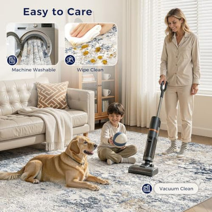 DMOYEST Area Rug Living Room Rugs 6x8 Washable Abstract Beige Blue Carpet - color: Beige Blue, size: 6' x 8' (Rectangular)