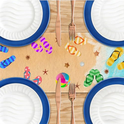 Summer Beach Table Runner, Flip Flops Seaside Themed Birthday Decoration - color: Summer Beach