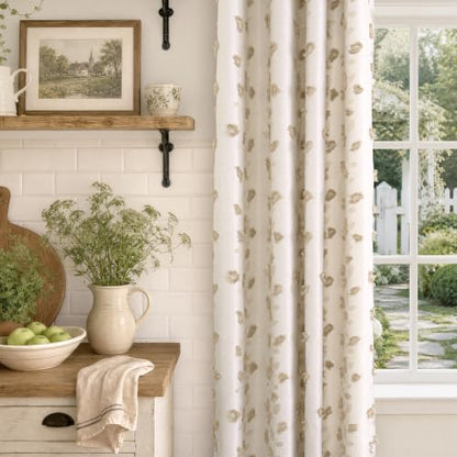 BGment Jacquard Linen Curtains for Living Room 84 inches Long - 2 Panels - color: Beige, size: 52"W x 84"L (Pack of 2)