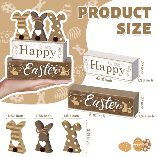 Britimes Tiered Tray Decor Set, 4 Pack, Wooden Table Sign, Bunny Easter - style: Happy Easter