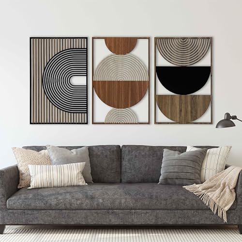 Mid Century Modern Wood Wall Art, Boho Wooden Wall Art for Home & Office, Abstract Wood Wall Decor in Midcentury Modern Style, Home Gift