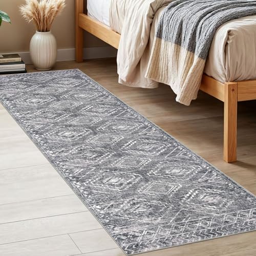KILOCOCO Washable Runner Rug 2x6 ft Non-Slip Hallway Runners, Grey - color: Grey, size: 2' x 6' (Runner)