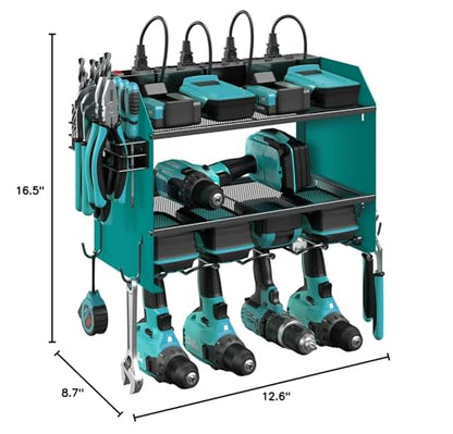 CCCEI Wall Mount Modular Tool Charging Organizer, NavyBlue, 1 Pack, 3 Tier. - color: Navy Blue