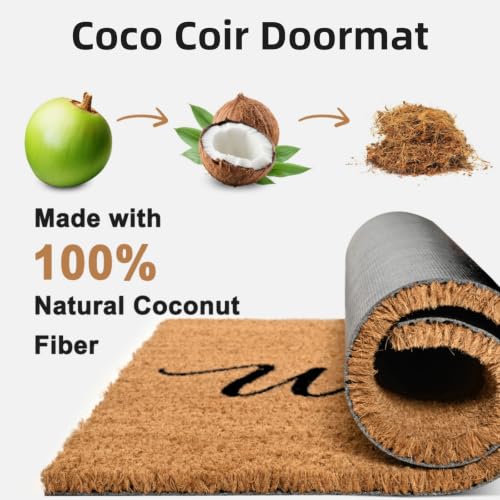 Natural Coir Welcome Door Mat Outside Inside Entrance 17x30 Welcome