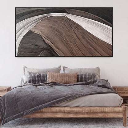 Large Framed Abstract Black And White Wall Art For Living Room 29 X 58 - color: SaddleBrown black, size: 58"L x 29"W