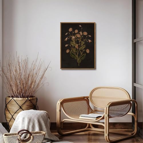 Moody Wildflower Framed Canvas Wall Art 16x24 inch - color: Wild-Mum, size: 16"x24" Natural