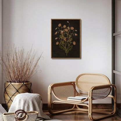 Moody Wildflower Framed Canvas Wall Art 16x24 inch - color: Wild-Mum, size: 16"x24" Natural