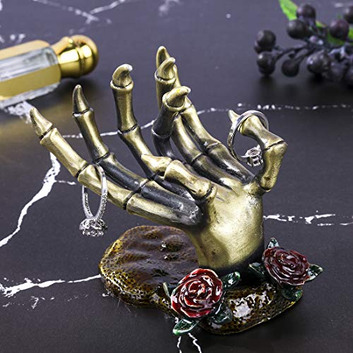 YU FENG Gothic Skeleton Hand Jewelry Holder Ring Necklace Display Stand - style: Rose Skeleton Hand