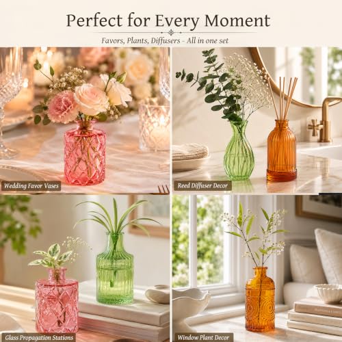 TBWIND 12 Pcs Colorful Glass Bud Vase Set - color: Multicoloured-12pcs, size: 12Pcs