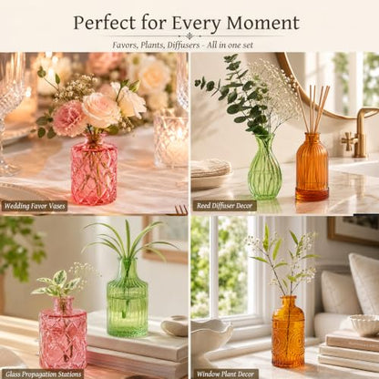TBWIND 12 Pcs Colorful Glass Bud Vase Set - color: Multicoloured-12pcs, size: 12Pcs