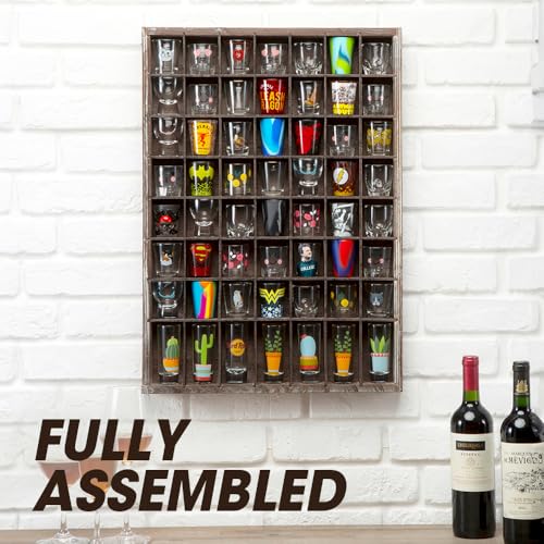 J JACKCUBE DESIGN - Shot Glasses Display Case(Set of 2) 56 Compartments Wall Mount Pint Glass Shadow Box Bar Cabinet Collection Freestanding - MK524AA