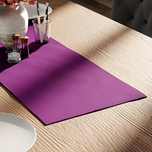 Encasa XO Table Runner, Cotton Canvas Dining Runner 13"x36" - color: Purple, size: 13x36 in