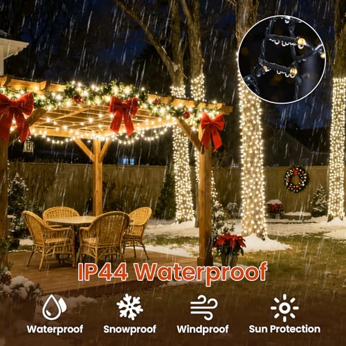 400 LED Cluster Lights Christmas 40FT Fairy Lights Plug in with Remote - color: Warm White, size: 400 LED
