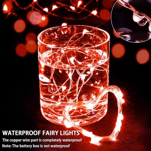 8 Pack Red Fairy Lights 7Ft 20 LED Twinkle String Lights 3 Modes Battery Operated Waterproof Firefly Starry for Mason Jar Party Table Centerpieces Halloween Christmas Valentines Day - color: Red, size: 8
