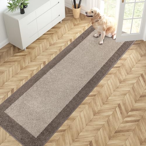 PURRUGS Hallway Runner Rug, 24" x 84", Beige & Grayish Brown - color: Beige & Grayish Brown, size: 24" X 84"