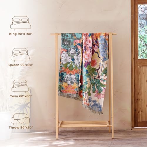 LUTBM Boho Throw Blanket for Bed 60"x80", All Season Cotton Couch Blankets - color: Countryside, size: 60"×80"