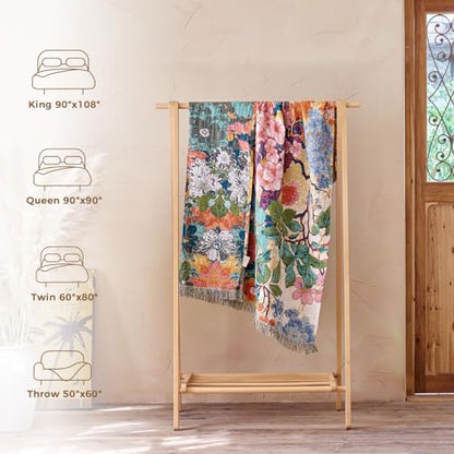 LUTBM Boho Throw Blanket for Bed 60"x80", All Season Cotton Couch Blankets - color: Countryside, size: 60"×80"