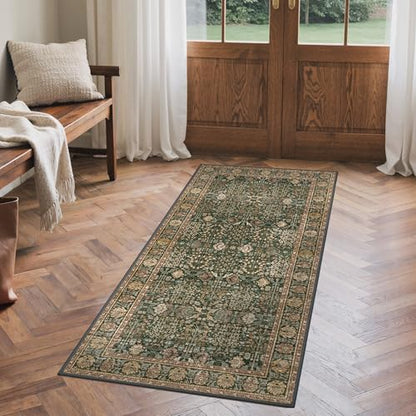 Bavni 2'6" x 5' Kitchen Runner Rug, Washable Non Slip, Dark Green Brown - color: Dark Green Brown, size: 2'6" x 5' (Rectangular)