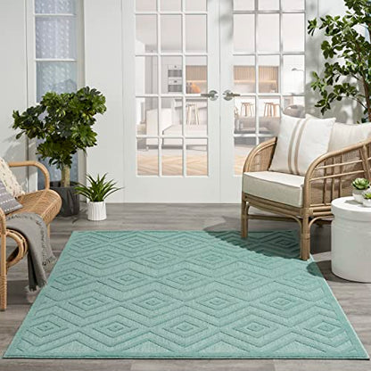 Nourison Home Versatile Aqua Teal 4' x 6' Area Rug - Easy Clean, Non Shedding, Bed Room, Living Room, Dining Room, Kitchen (4' x 6') - color: Aqua Teal, size: 4' x 6' (Rectangular)