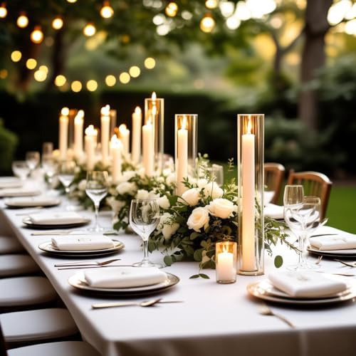CYS EXCEL 2 PCS (H:18" D:4") Open Ended Glass Hurricane Candleholder Tube Shade | Open Flame Candle Chimney Tube Cover | Bottomless Cylinder - size: 4" wide x 18" tall