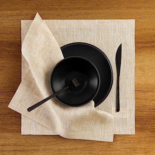Solino Home 100% 순수 리넨 플레이스 매트 베이지, 아테나 35.6 x 35.6cm(14 x 14인치), 4개 세트 - color: 02: 샴페인 베이지, size: 14" X 14" (Set of 4)