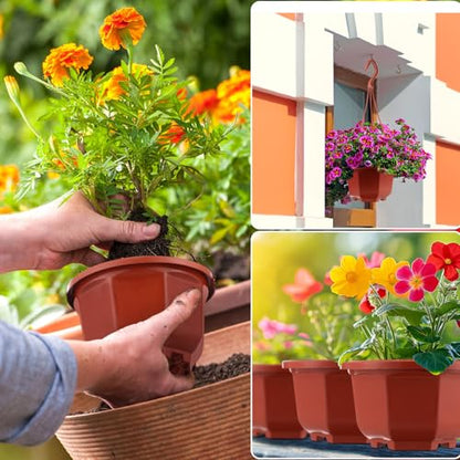 Roshtia 24 Pcs Hanging Planter Pot with Hook, Brown, 5 Inch - color: Brown, size: 5 Inch