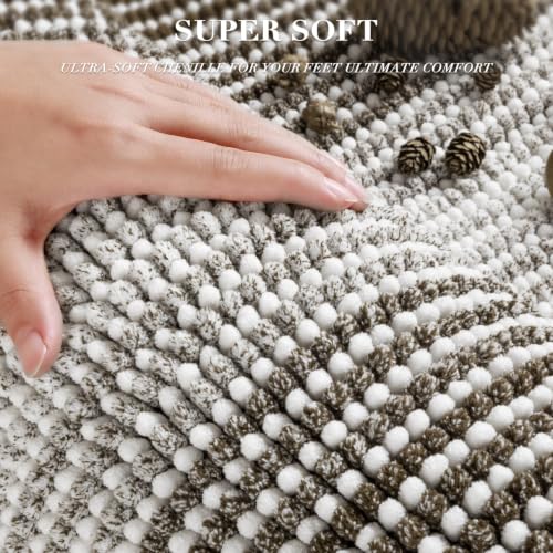 BSICPRO Bathroom Rugs Sets 2 Piece, Non Slip Striped Bath Mats, Latte - color: Latte, size: 20" x 32" Plus 16" x 24"