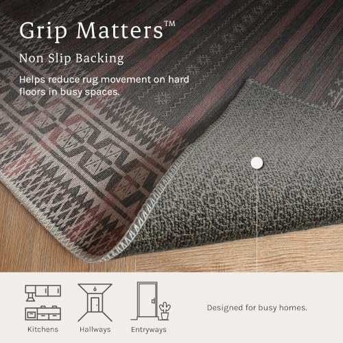 Vibe Stripe 4' x 6' Rust Red & Clay Accent Rug - Persian-inspired design - size: 4' x 6' (Rectangular)