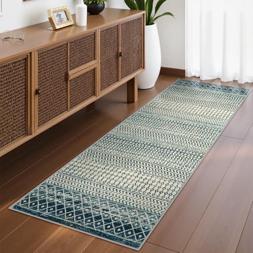 Entry Way Rugs Indoor Runner, 2'6''x8' Coastal Runner Rug - color: Royal Blue, size: 2'6" x 8' (Runner)