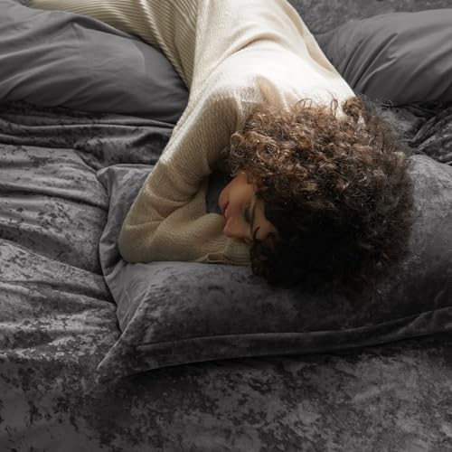 PHF Truly Velvet Pillowcases Standard Size 20" x 26", Dark Grey, No Insert - color: Dark Grey, size: 26" x 20" (Pack of 2)