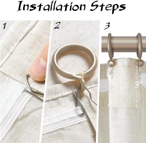 Joywell Linen Narrow Curtains 38x84 Inch for Living Room Hook Belt Cream - color: Natural, size: 38"W x 84"L (Pack of 2)