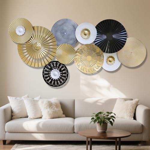 KEQAM Metal Wall Art for Living Room, 47''x24'' Large Metal Wall Decor,3D Modern Luxury Wall Sculpture,Suitable For Living Room,Dining Room Bedroom Outdoor - color: Luxury Gloden