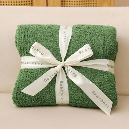 bearberry Knit Throw Blanket 40x50 Green Super Soft Plush for Couch - color: Avocado Green, size: Kids(40″x50″)