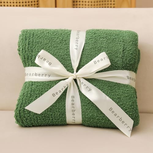bearberry Knit Throw Blanket 40x50 Green Super Soft Plush for Couch - color: Avocado Green, size: Kids(40″x50″)