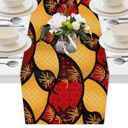 AUUXVA Japanese Table Runner 13x90in Red Asian Table Runner for Dining Table Durable Luxury Dresser Scarf Tabletop Cloth for Holiday New Year Japanese Party Decorations Oriental Decor - color: Japanese Bamboo, size: 13x90(in)