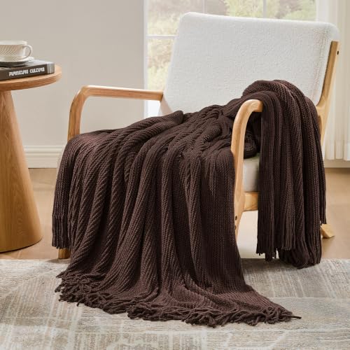 inhand Chenille Taupe Brown Throw Blanket for Couch Bed,50"x60" - color: Taupe Brown, size: 50"x60"