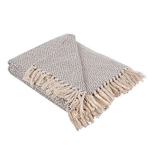 DII Diamond Throw Collection Cotton Woven, 50x60, Gray - color: Gray, size: 50x60"