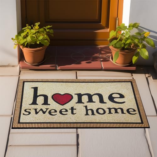 CHICHIC Welcome Door Mat 17x 30 Inch Front Doormat Outdoors for Home Entrance Outdoors Mat for Outside Entry Way Doormat Entry Rugs, Heavy Duty Non Slip Rubber Back Low Profile, Simple Home - color: Simple Home
