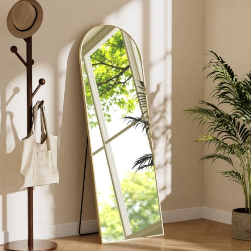65" x 22" Arched Full Body Mirror with Stand（Gold） - color: Golden, size: 65"L x 22"W