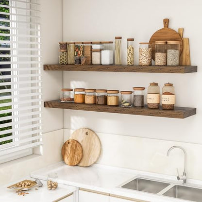 RICHFOCUS Long Floating Shelves for Wall 1Pack|Rustic Brown|55" Lx8 D - color: Rustic Brown, size: 55.1"L x 8"D, Set of 1
