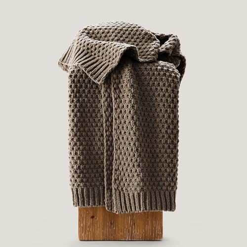 EVERGRACEHOME Chunky Chenille Knit Throw Blanket, 50 x 60, Mocha Brown - color: Mocha Brown, size: 50" X 60"