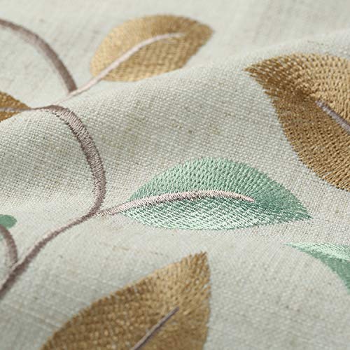 VOGOL Natural Leaf Embroidered Kitchen Valance, 52 x 18 Inches - color: W014