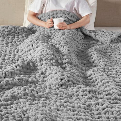 Madison Park Chenille Chunky Knit All Season Throw Blanket, 50 x 60, Grey - color: Grey