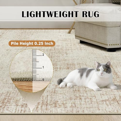 10x12 Area Rug for Living Room Bedroom: Non-Slip Modern Beige White - color: Beige/White, size: 10' x 12' (Rectangular)