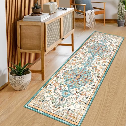 Pauwer Hallway Runner Rug 2x6, Washable Boho Kitchen Runner, Blue Multi - color: Blue Multi, size: 2' x 6' (Runner)