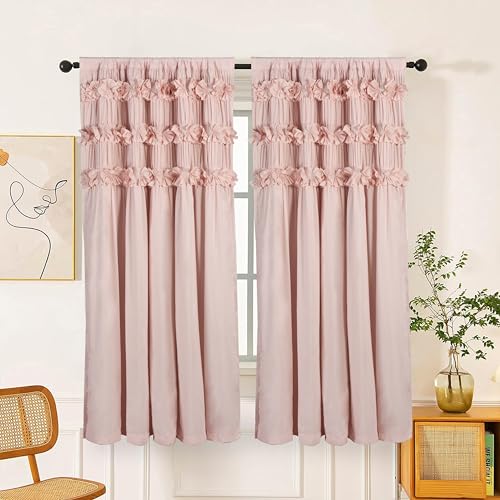 Homechoice Decor Luxurious Peach Pink Blackout Curtains 42"W x 63"L (Pair) - color: Peach Pink, size: 42"W x 63"L (Pack of 2)