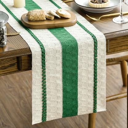 Artoid Mode Emerald Green Rustic Woven Table Runner 12x36 Inch - color: Dark Green, size: 12" x 36", Table Runner