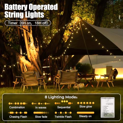 Minetom Battery Operated String Lights, Total 120 LEDs Classroom Lights - color: Warm White, size: 2 Pack